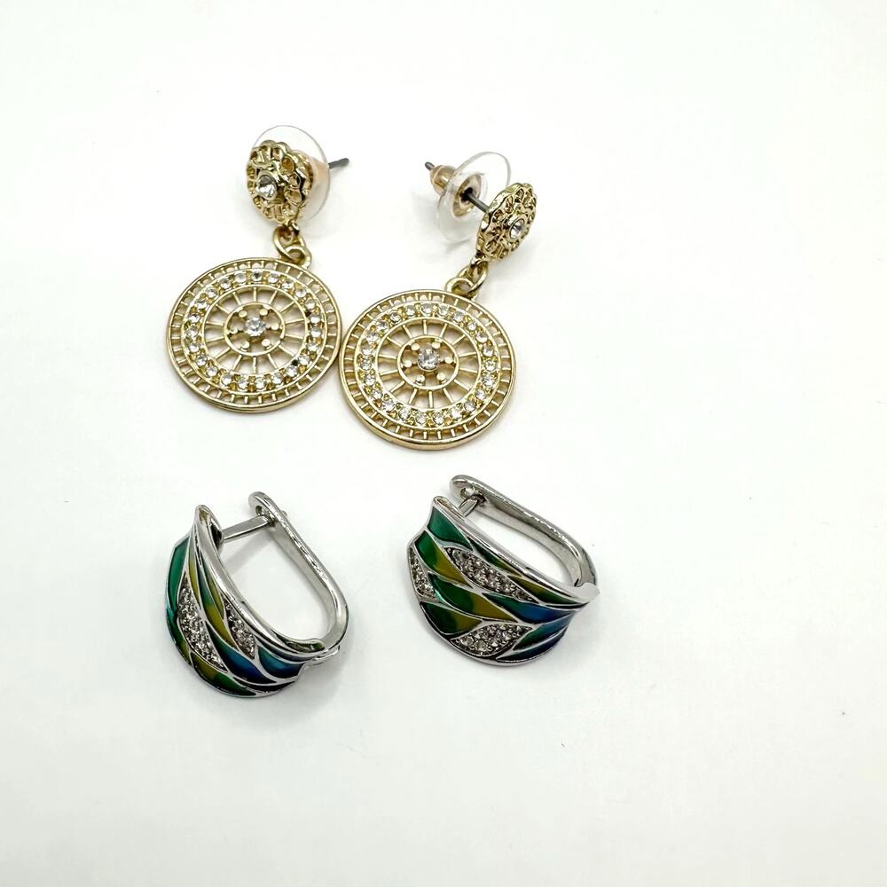 Mixed Earring lot of 2 Set Costume Jewelry Bundle Pierced Casual Huggie Dangle